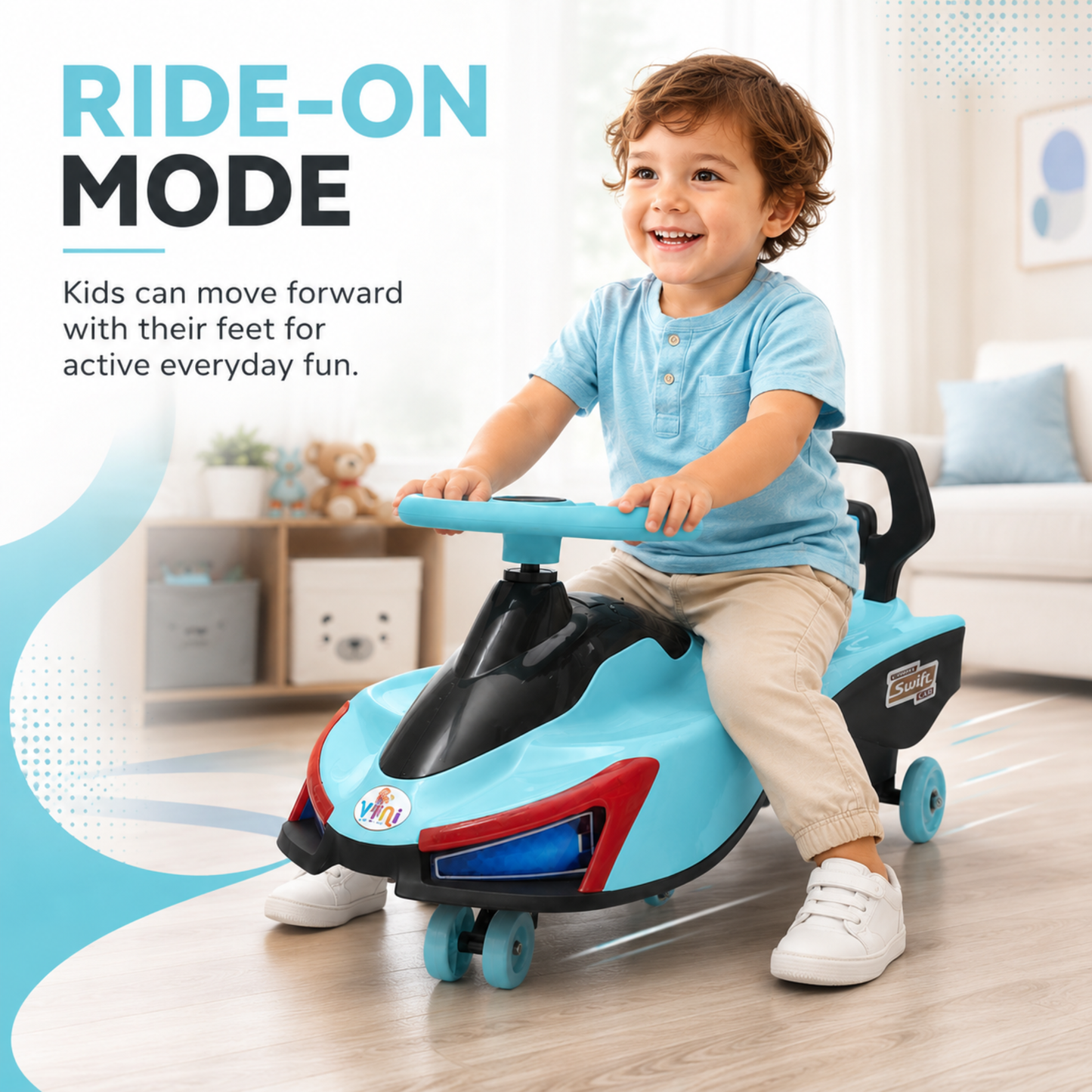 VINI TOYS Swift Twister Swing Car with LED Lights & Music