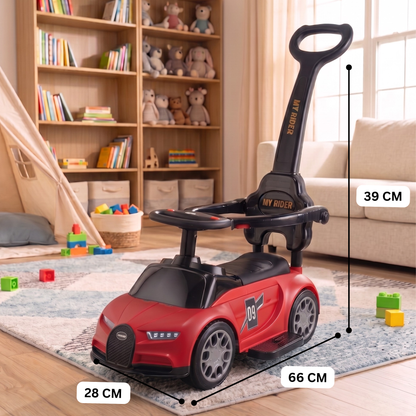 VINI TOYS Bugatti-Style Luxury Ride-On Car with Parent Handle