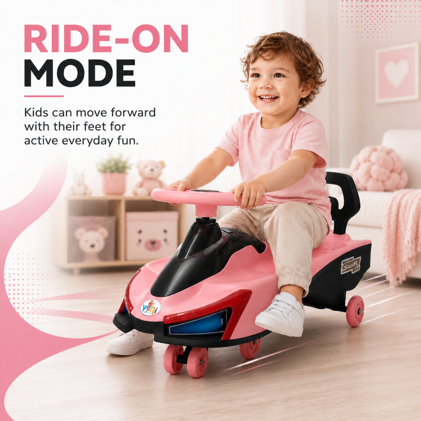 VINI TOYS Swift Twister Swing Car with LED Lights & Music
