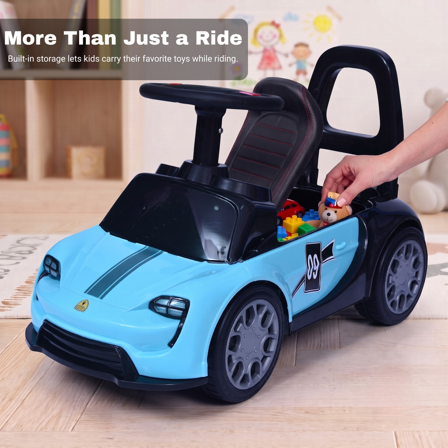 VINI TOYS Ferrari-Style Luxury Ride-On Car without Parent Handle