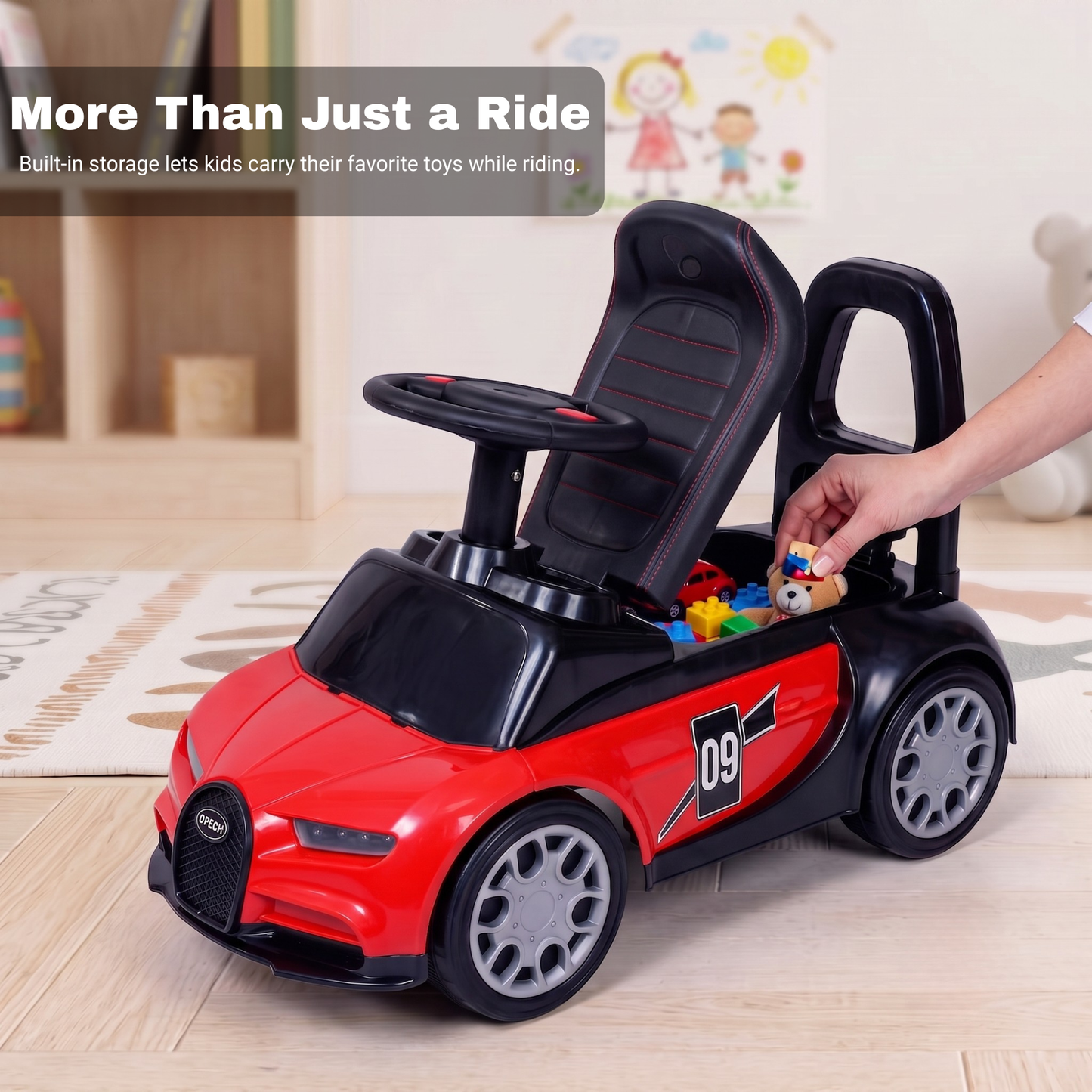 VINI TOYS Bugatti-Style Luxury Ride-On Car with Parent Handle