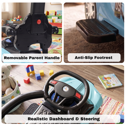 VINI TOYS Ferrari-Style Luxury Ride-On Car with Parent Handle