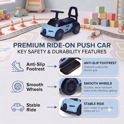 VINI TOYS Bugatti-Style Luxury Ride-On Car without Parent Handle