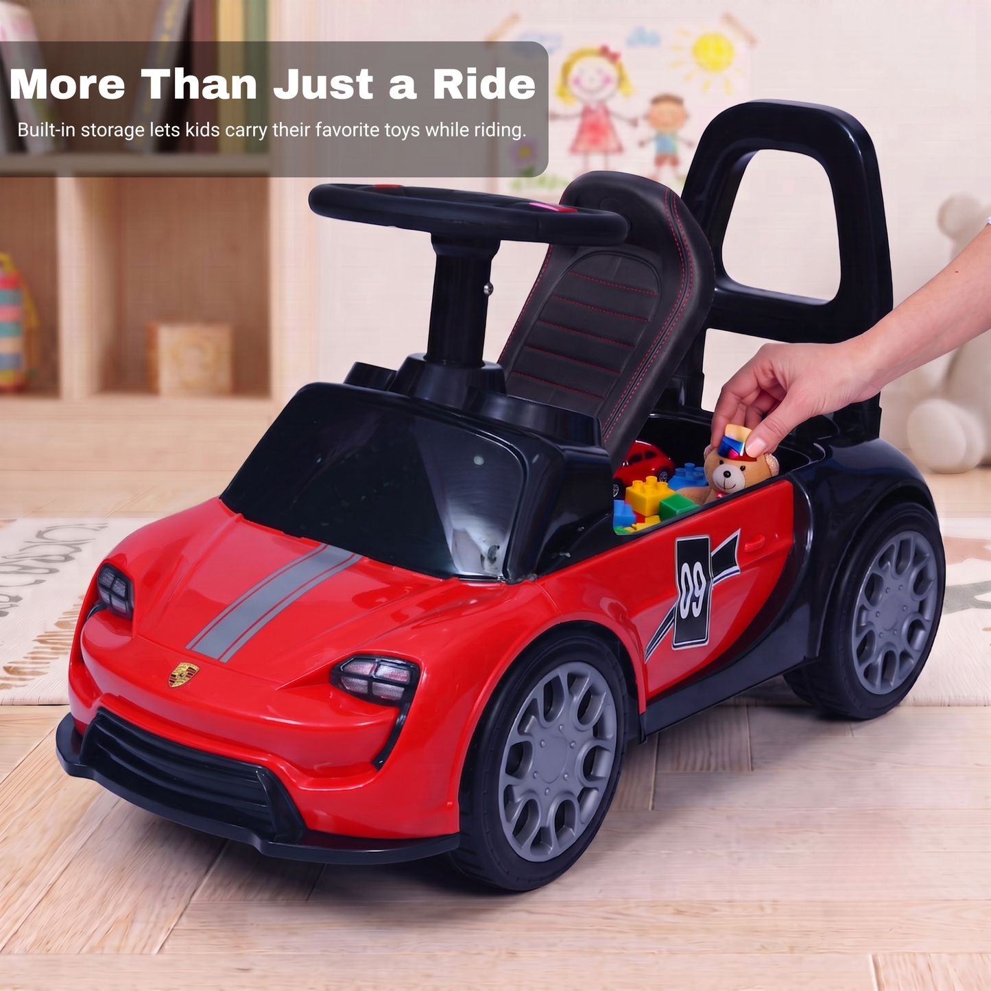 VINI TOYS Ferrari-Style Luxury Ride-On Car without Parent Handle