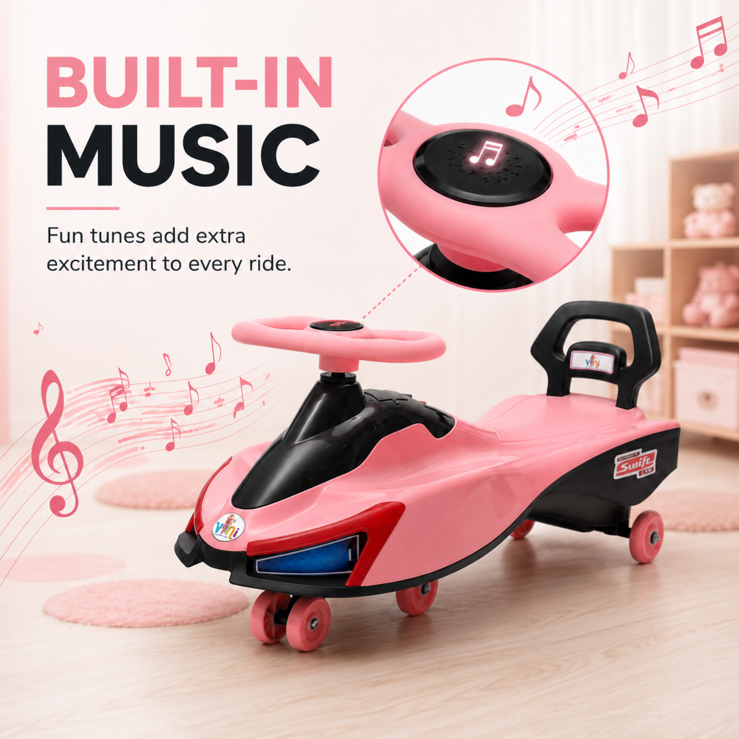VINI TOYS Swift Twister Swing Car with LED Lights & Music