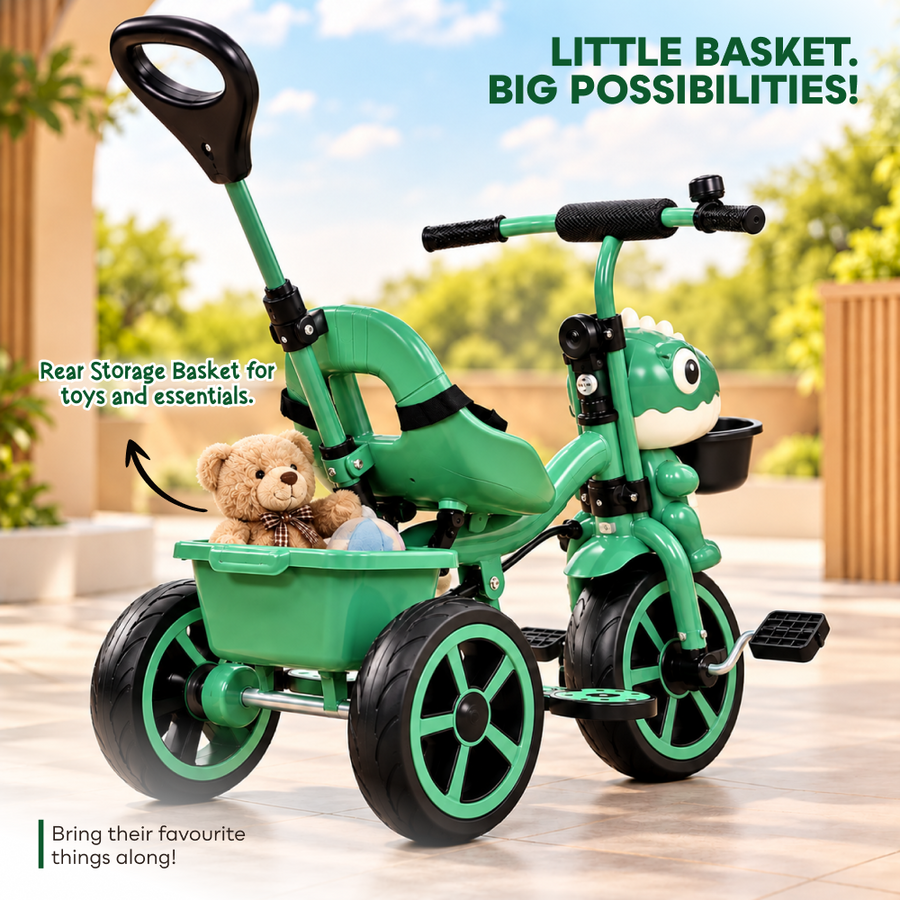 VINI TOYS Dinosaur Theme Tricycle with Parent Handle