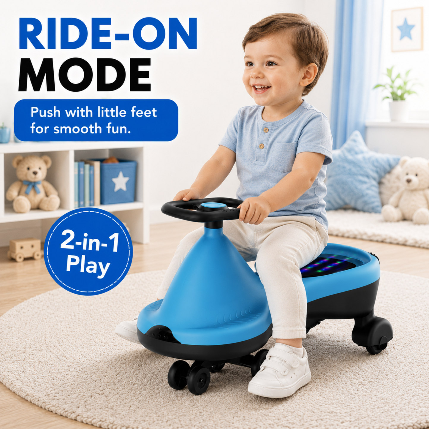 VINI TOYS Alien Swing Car with LED Lights & Music