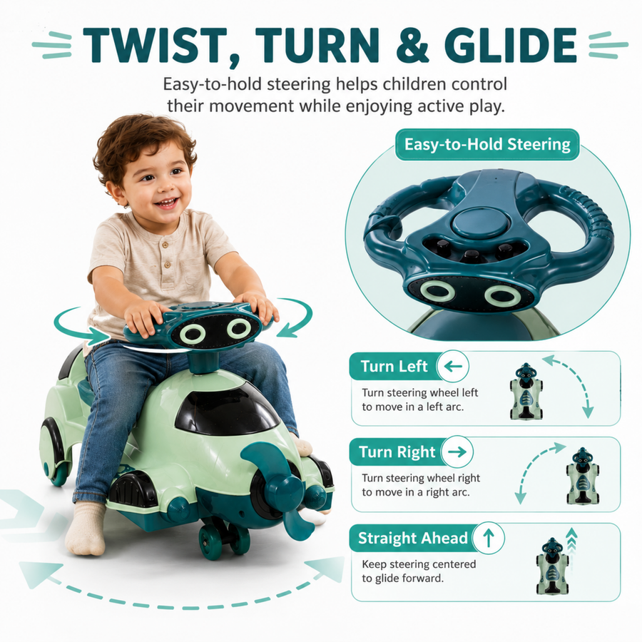 VINI TOYS Garuda Swing Car with LED Lights & Music