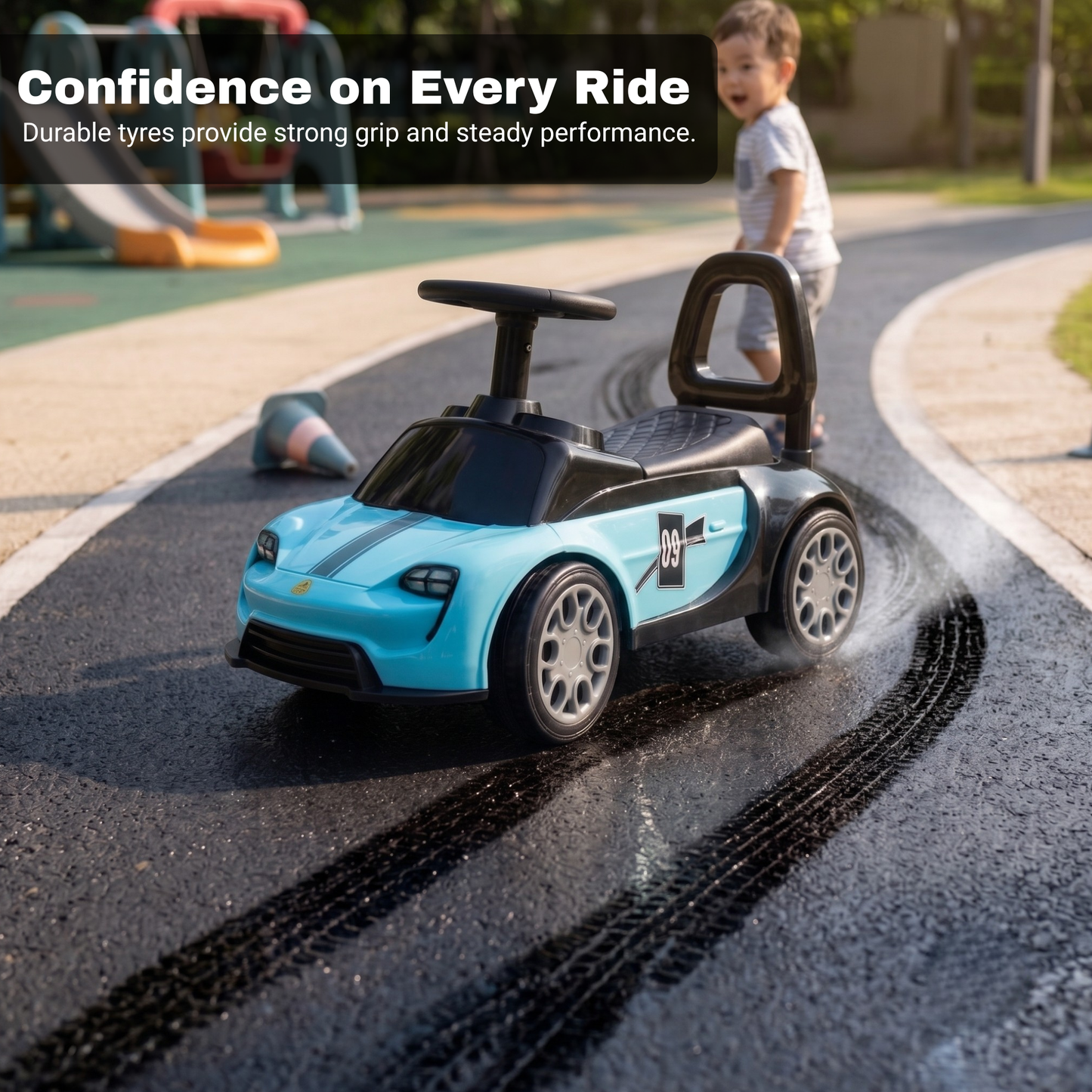 VINI TOYS Ferrari-Style Luxury Ride-On Car without Parent Handle