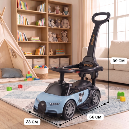 VINI TOYS Bugatti-Style Luxury Ride-On Car with Parent Handle