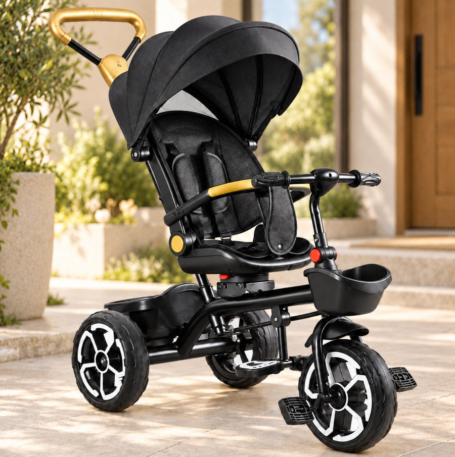 VINI TOYS 360° Recliner Tricycle with Parent Handle & Canopy