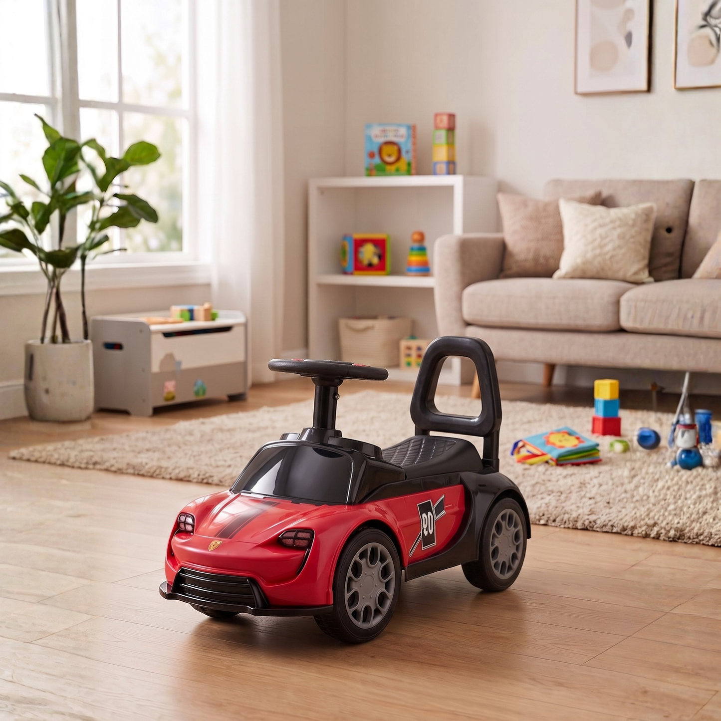 VINI TOYS Ferrari-Style Luxury Ride-On Car without Parent Handle