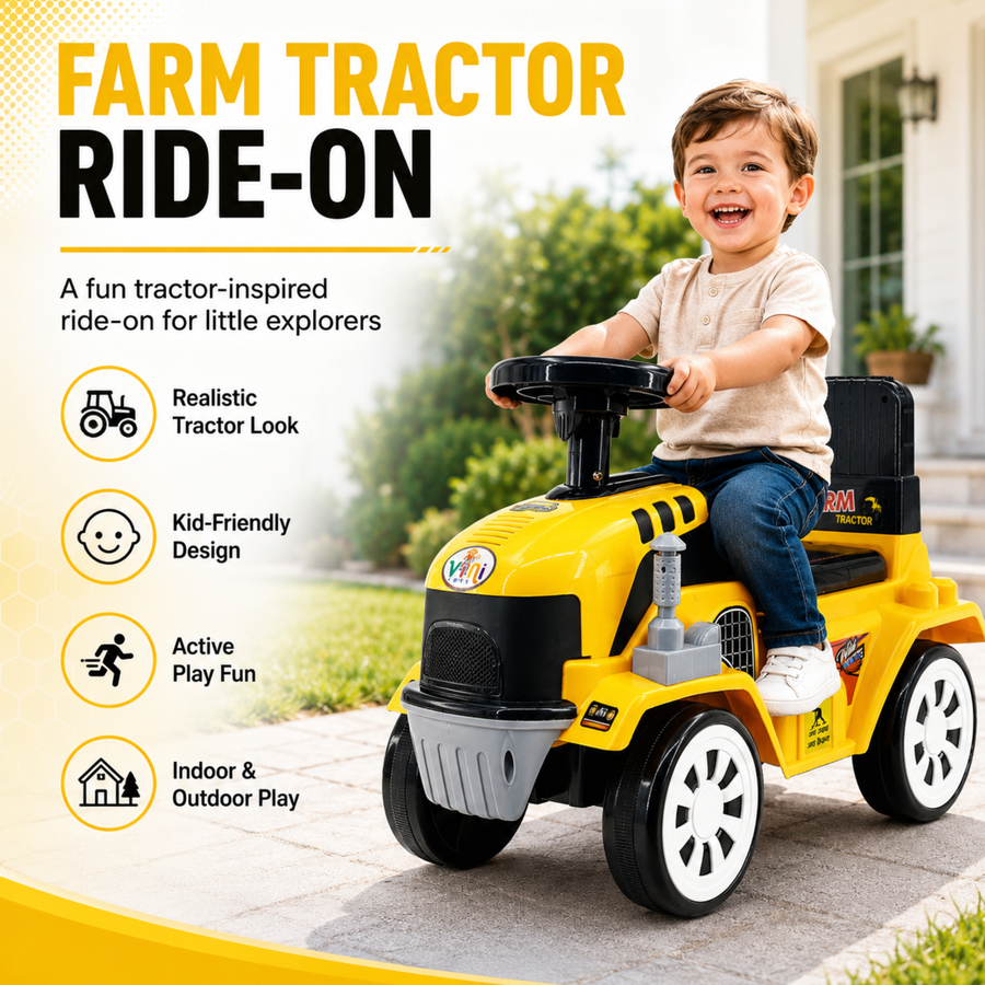 VINI TOYS Farm Tractor Foot-to-Floor Ride-On Toy (Red)