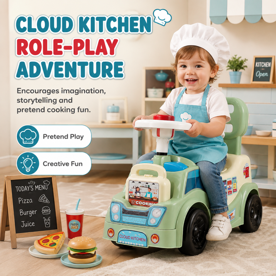 VINI TOYS Cloud Kitchen Foot-to-Floor Ride-On Toy