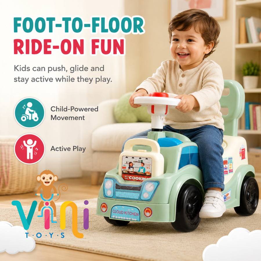 VINI TOYS Cloud Kitchen Foot-to-Floor Ride-On Toy