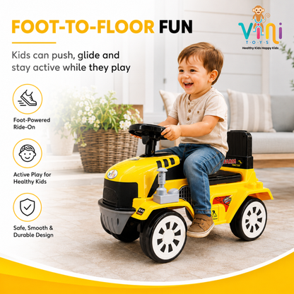 VINI TOYS Farm Tractor Foot-to-Floor Ride-On Toy (Red)