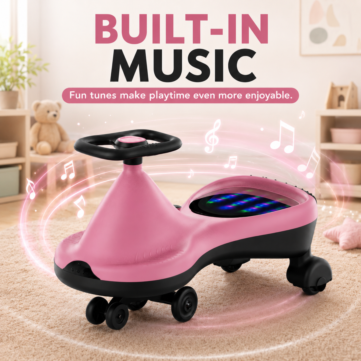 VINI TOYS Alien Swing Car with LED Lights & Music