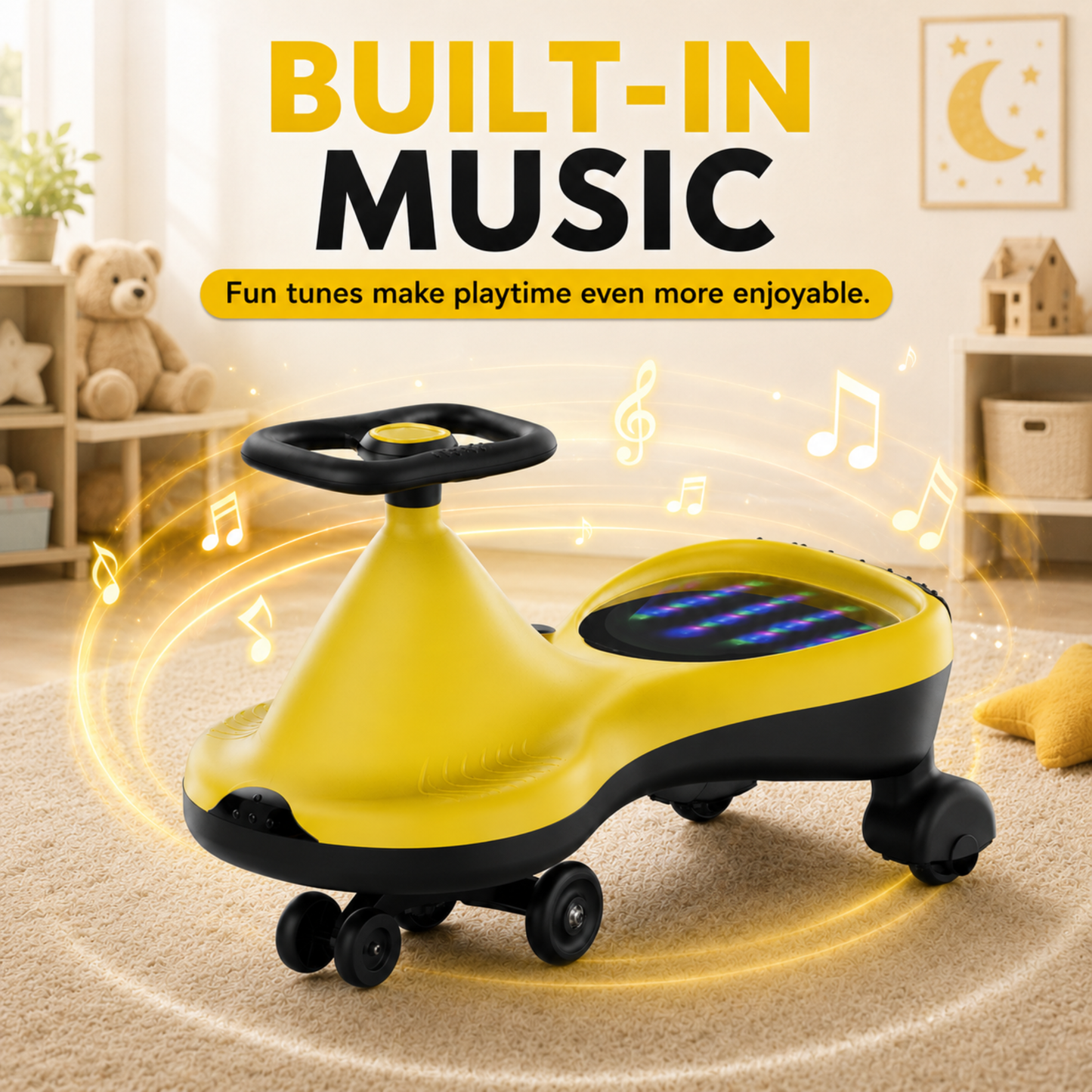 VINI TOYS Alien Swing Car with LED Lights & Music