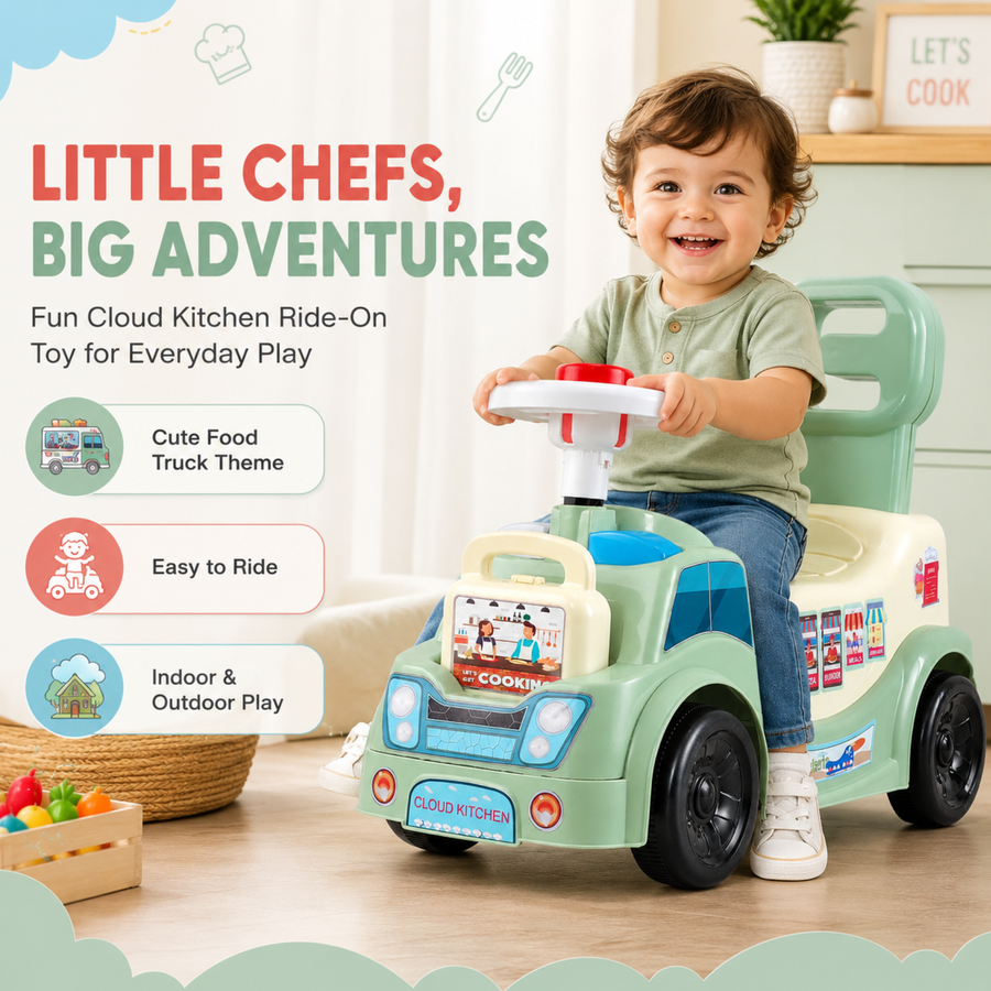 VINI TOYS Cloud Kitchen Foot-to-Floor Ride-On Toy