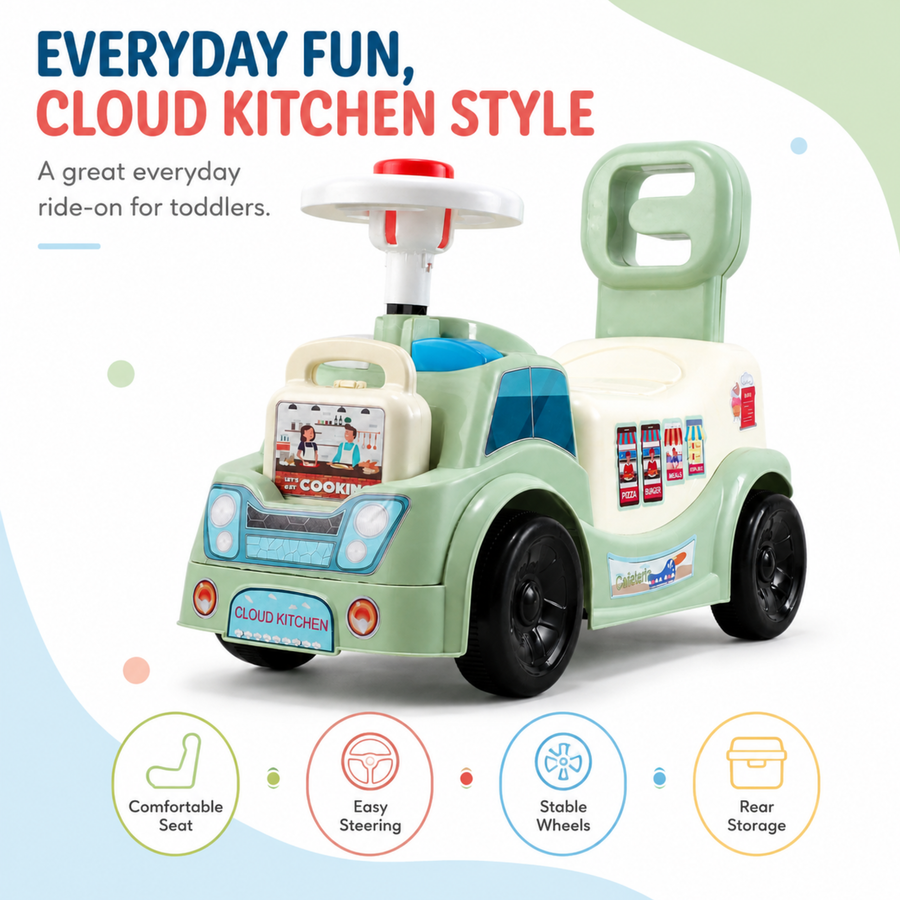 VINI TOYS Cloud Kitchen Foot-to-Floor Ride-On Toy