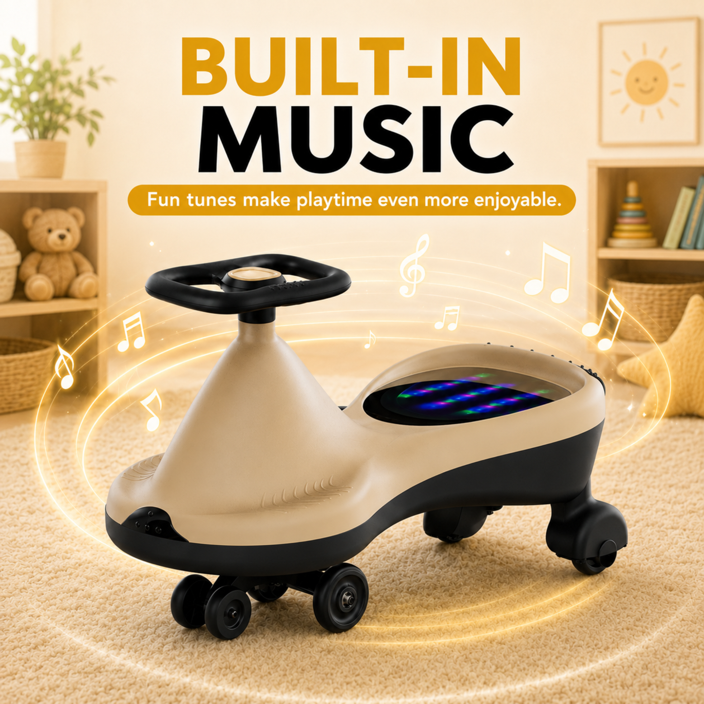 VINI TOYS Alien Swing Car with LED Lights & Music