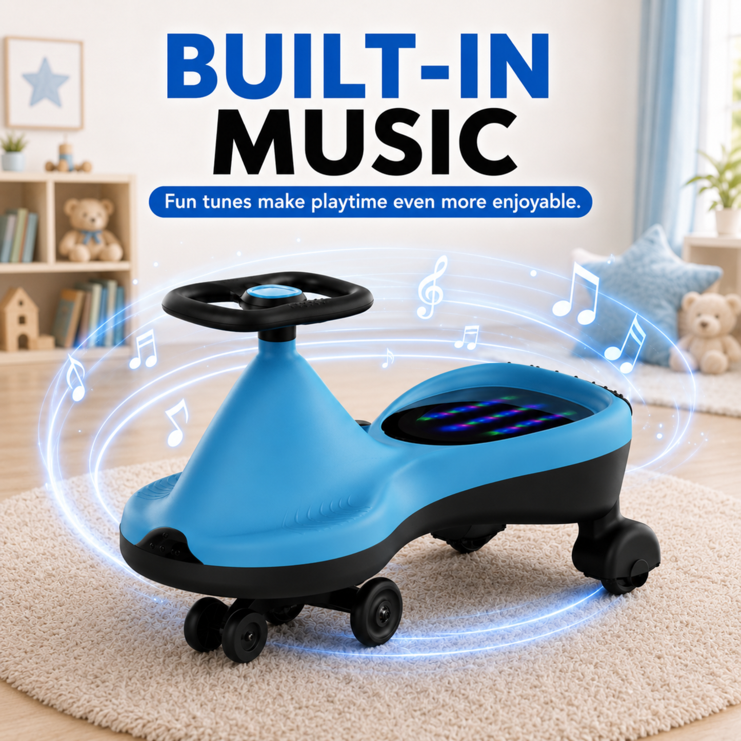 VINI TOYS Alien Swing Car with LED Lights & Music