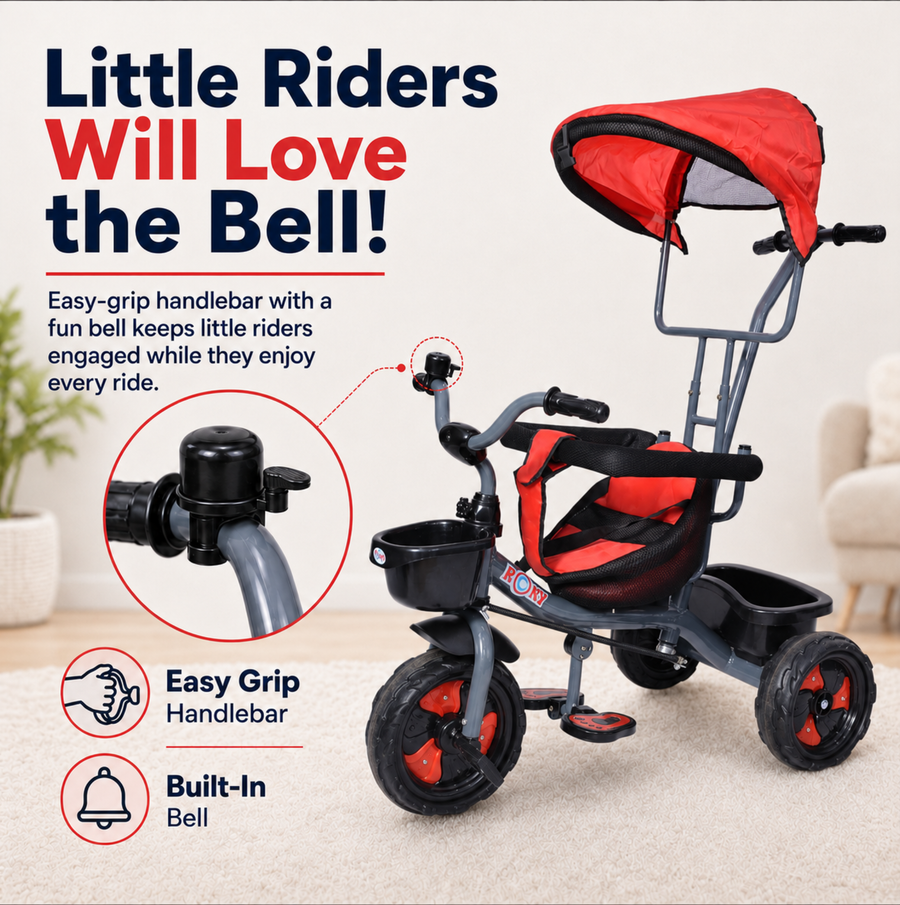VINI TOYS Rocky DX Tricycle with Parent Handle & Canopy
