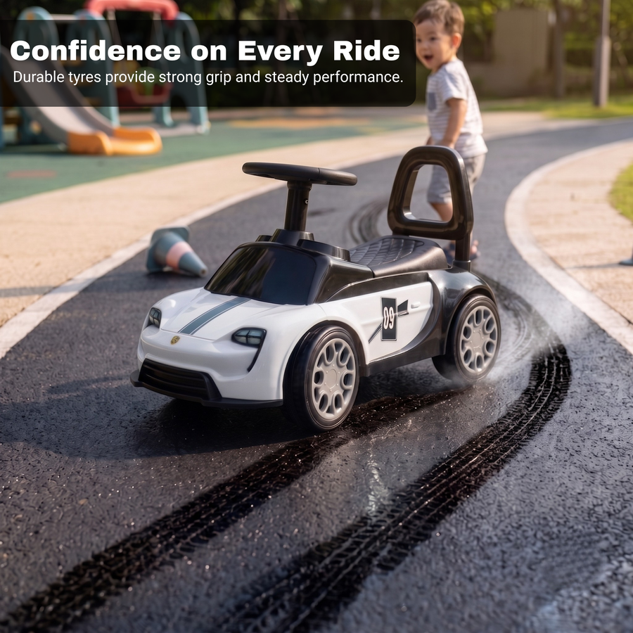 VINI TOYS Ferrari-Style Luxury Ride-On Car with Parent Handle