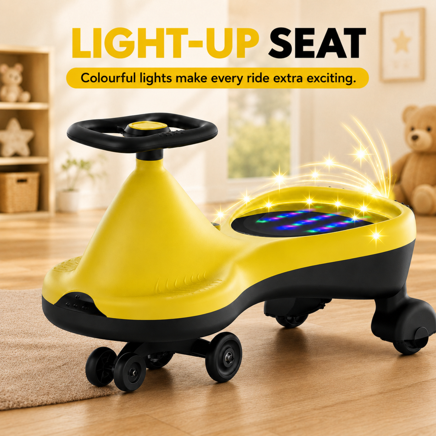 VINI TOYS Alien Swing Car with LED Lights & Music