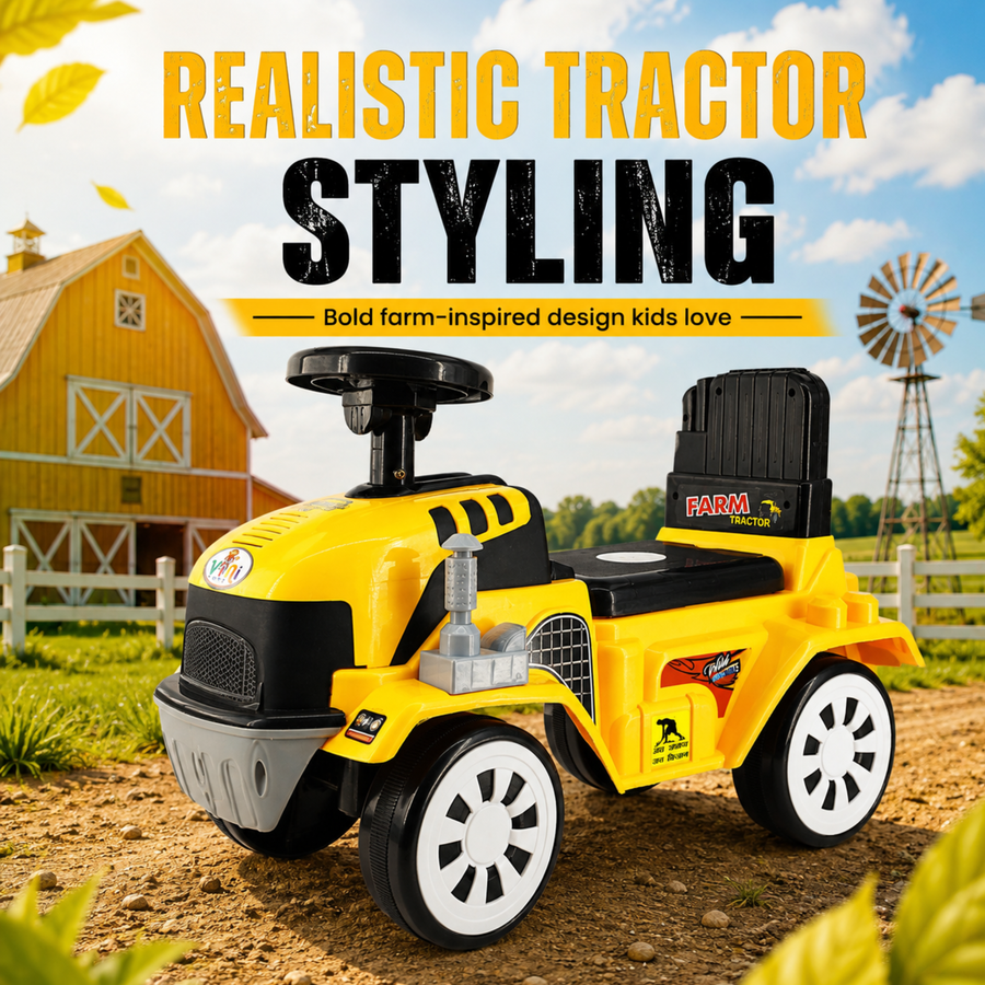 VINI TOYS Farm Tractor Foot-to-Floor Ride-On Toy (Red)