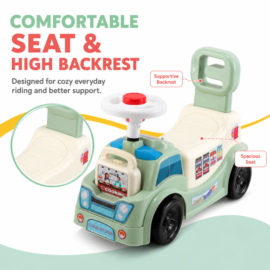 VINI TOYS Cloud Kitchen Foot-to-Floor Ride-On Toy