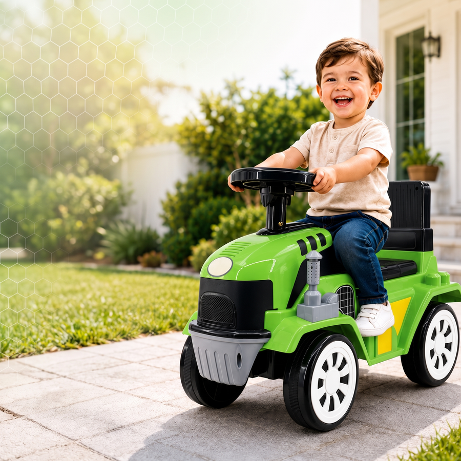 VINI TOYS Farm Tractor Foot-to-Floor Ride-On Toy (Red)