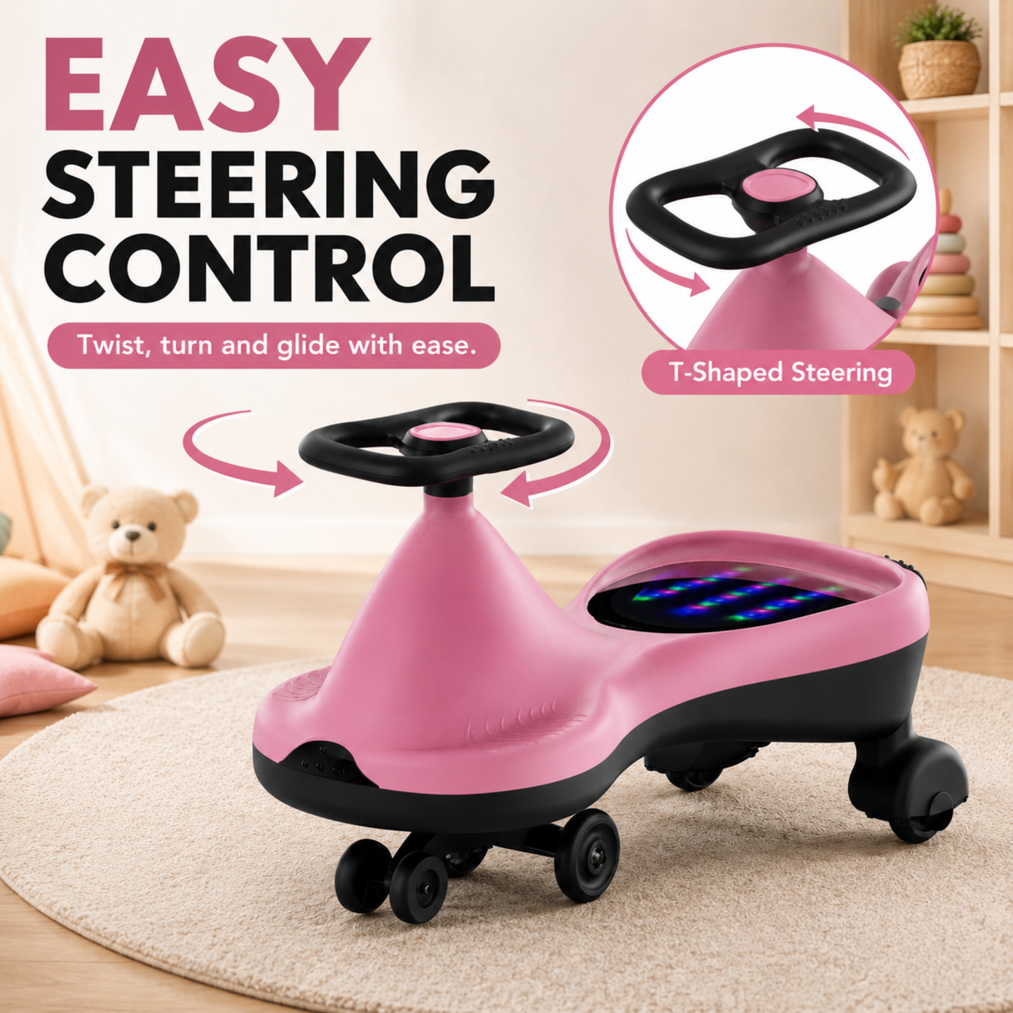VINI TOYS Alien Swing Car with LED Lights & Music