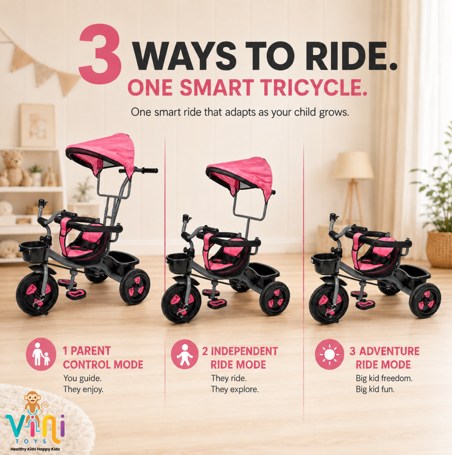 VINI TOYS Rocky DX Tricycle with Parent Handle & Canopy