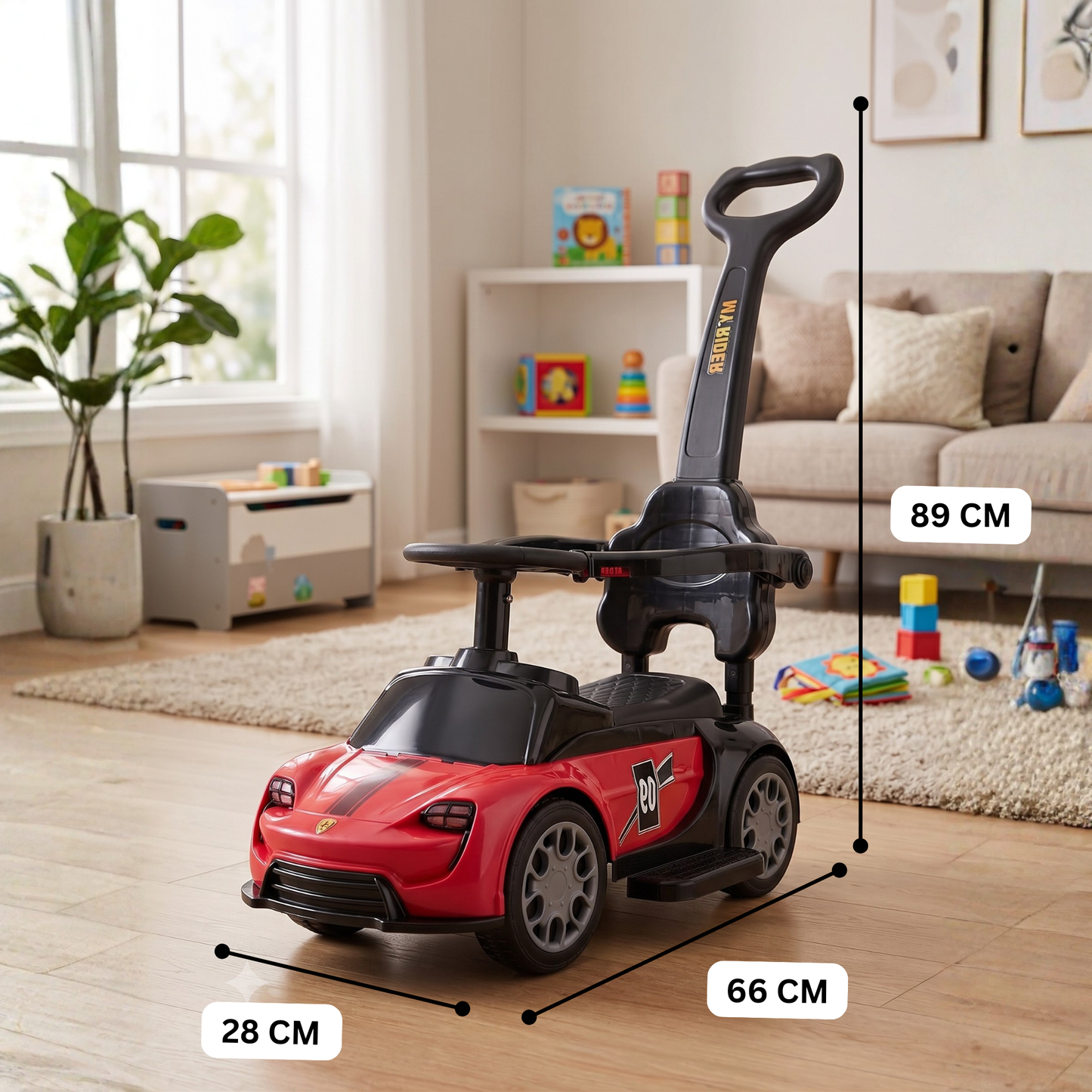 VINI TOYS Ferrari-Style Luxury Ride-On Car with Parent Handle