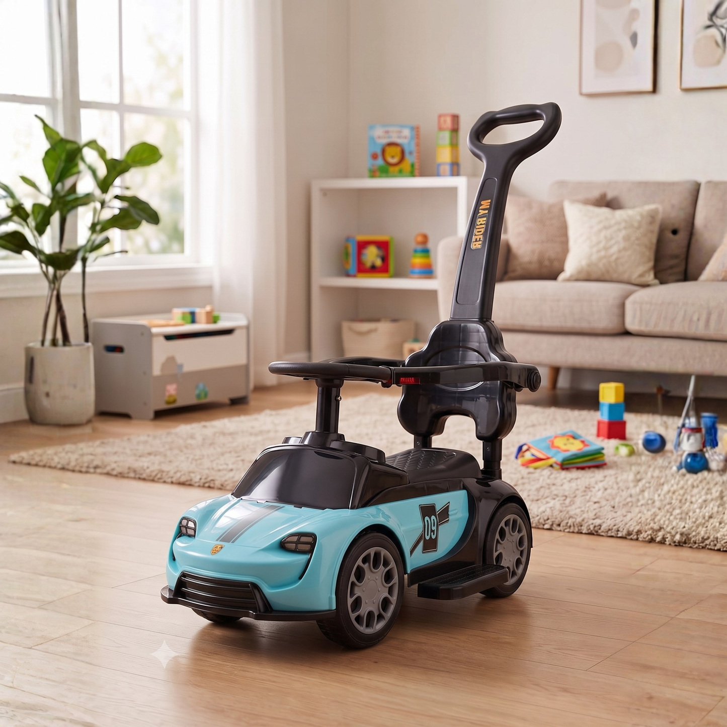 VINI TOYS Ferrari-Style Luxury Ride-On Car with Parent Handle
