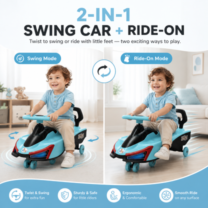 VINI TOYS Swift Twister Swing Car with LED Lights & Music