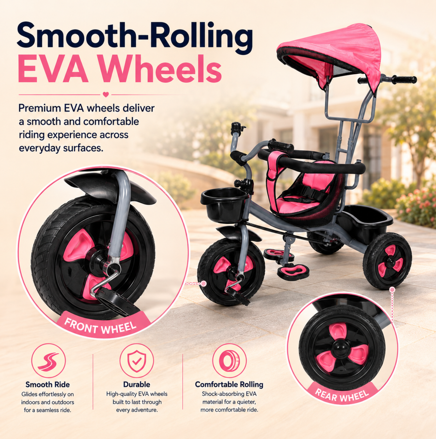 VINI TOYS Rocky DX Tricycle with Parent Handle & Canopy