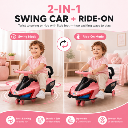 VINI TOYS Swift Twister Swing Car with LED Lights & Music