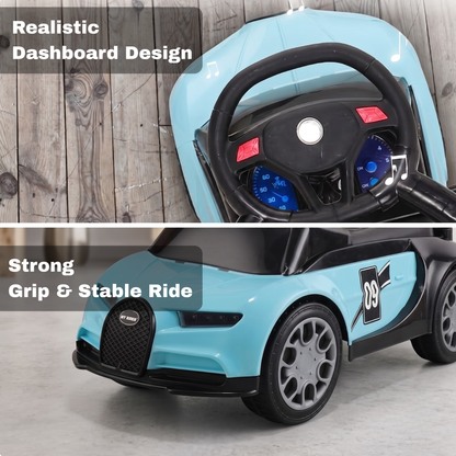 VINI TOYS Bugatti-Style Luxury Ride-On Car with Parent Handle