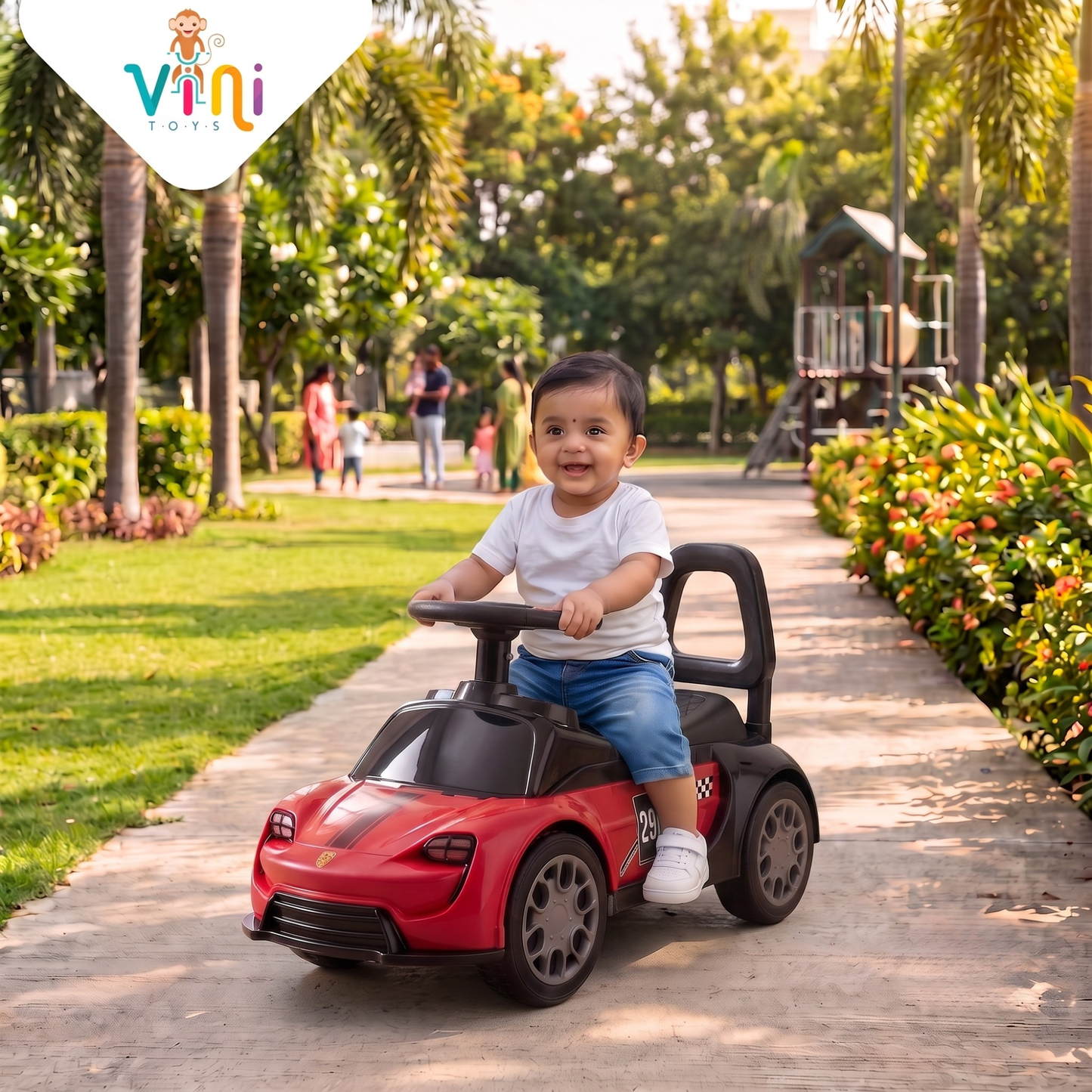 VINI TOYS Ferrari-Style Luxury Ride-On Car without Parent Handle