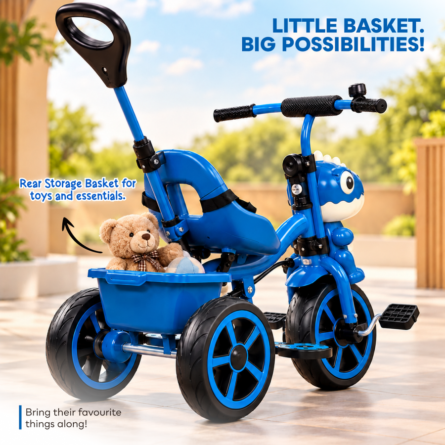 VINI TOYS Dinosaur Theme Tricycle with Parent Handle