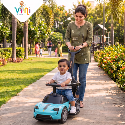 VINI TOYS Ferrari-Style Luxury Ride-On Car with Parent Handle
