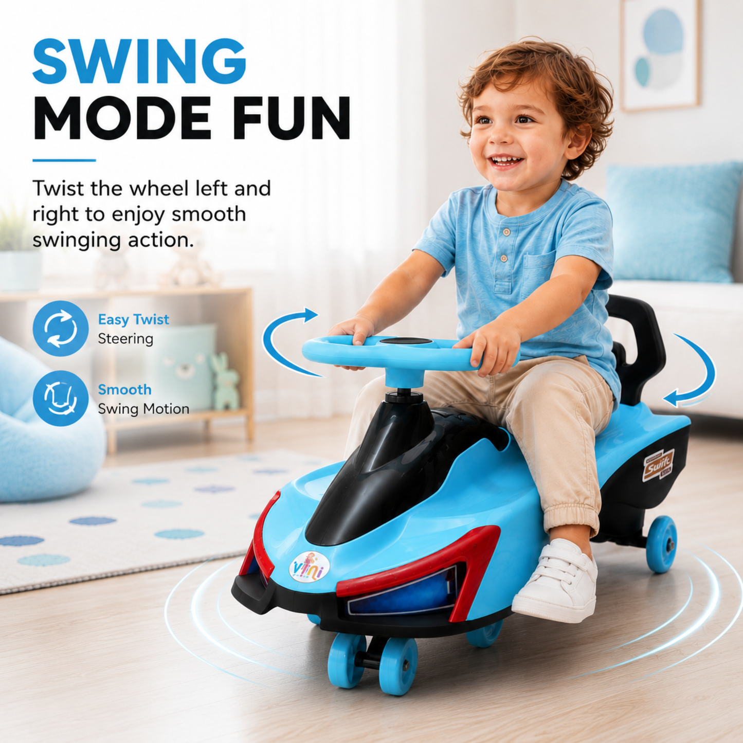 VINI TOYS Swift Twister Swing Car with LED Lights & Music