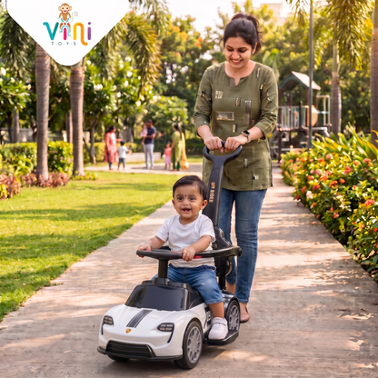 VINI TOYS Ferrari-Style Luxury Ride-On Car with Parent Handle