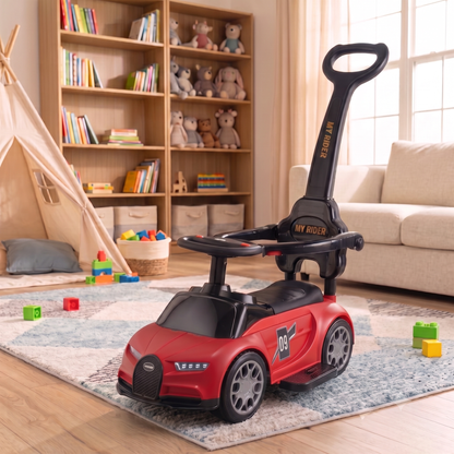 VINI TOYS Bugatti-Style Luxury Ride-On Car with Parent Handle
