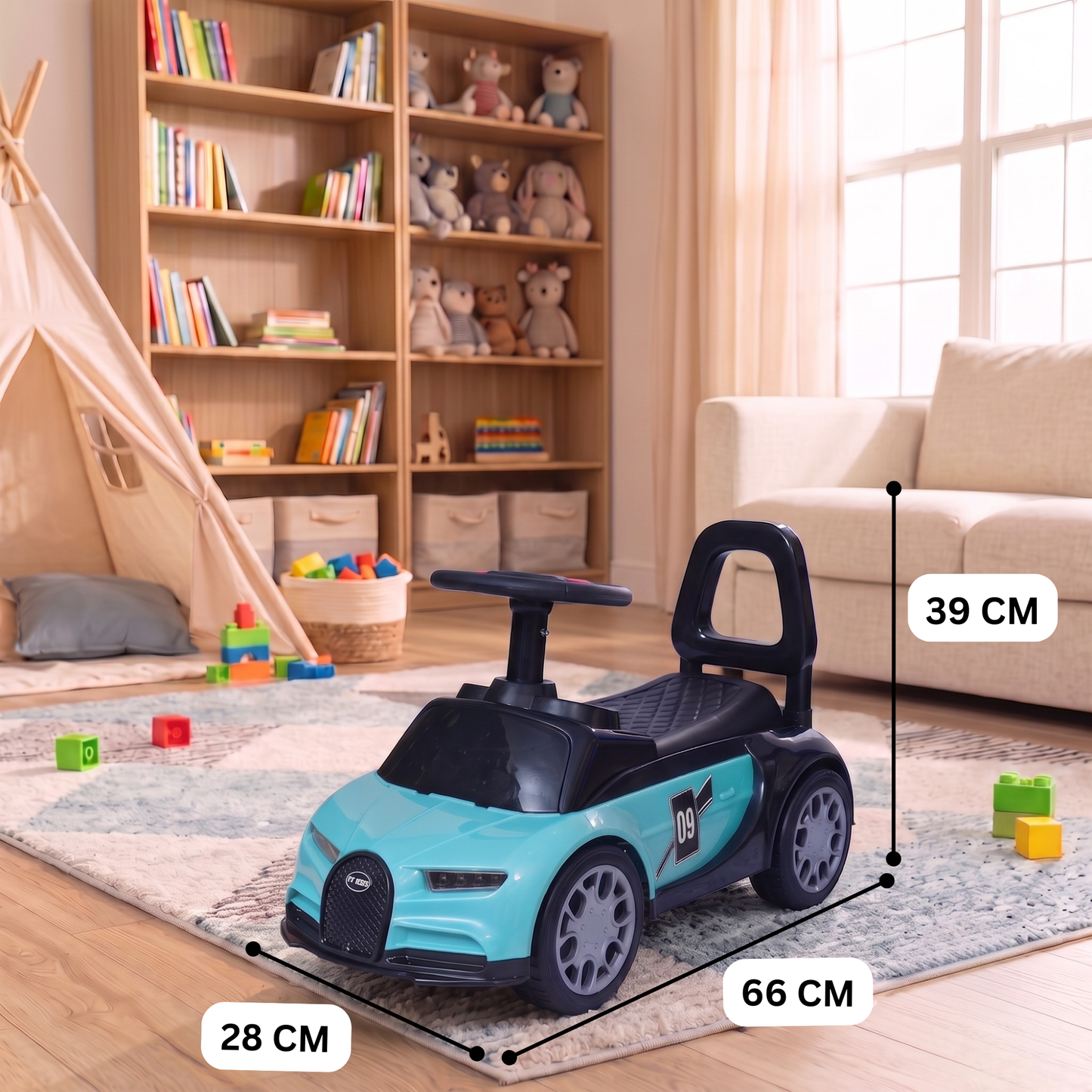 VINI TOYS Bugatti-Style Luxury Ride-On Car without Parent Handle