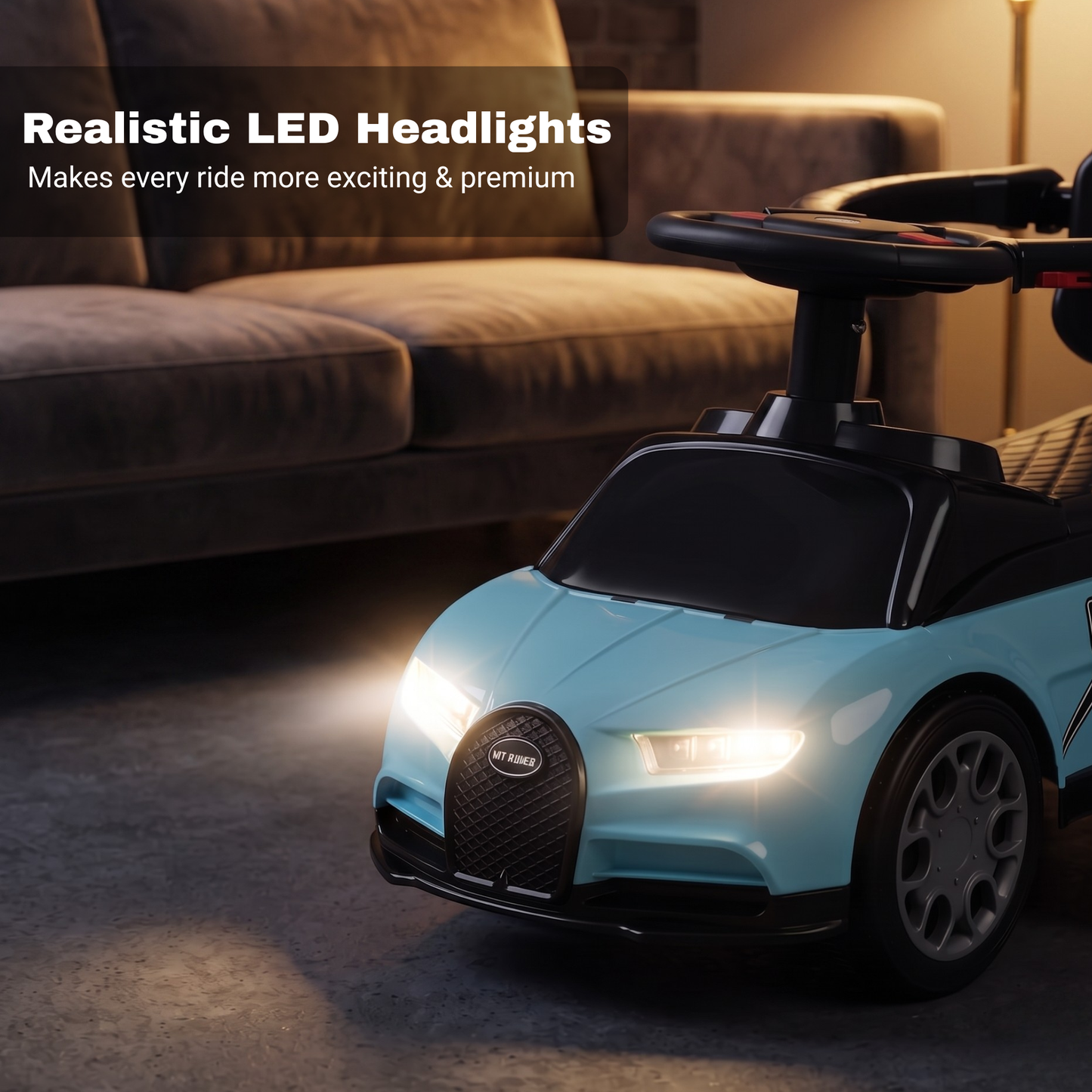 VINI TOYS Bugatti-Style Luxury Ride-On Car without Parent Handle