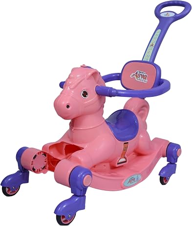 VINI TOYS 3-in-1 Rocking Horse Ride-On with Parent Handle