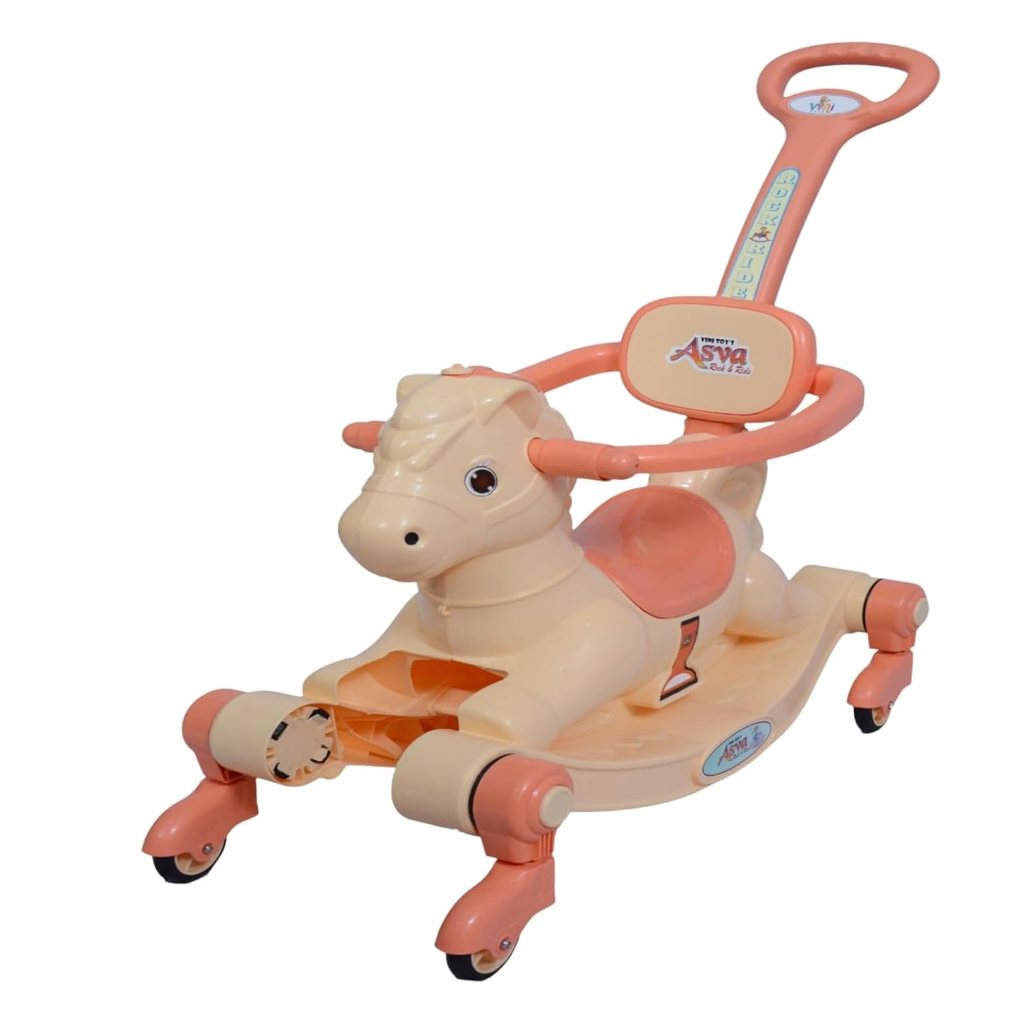 VINI TOYS 3-in-1 Rocking Horse Ride-On with Parent Handle